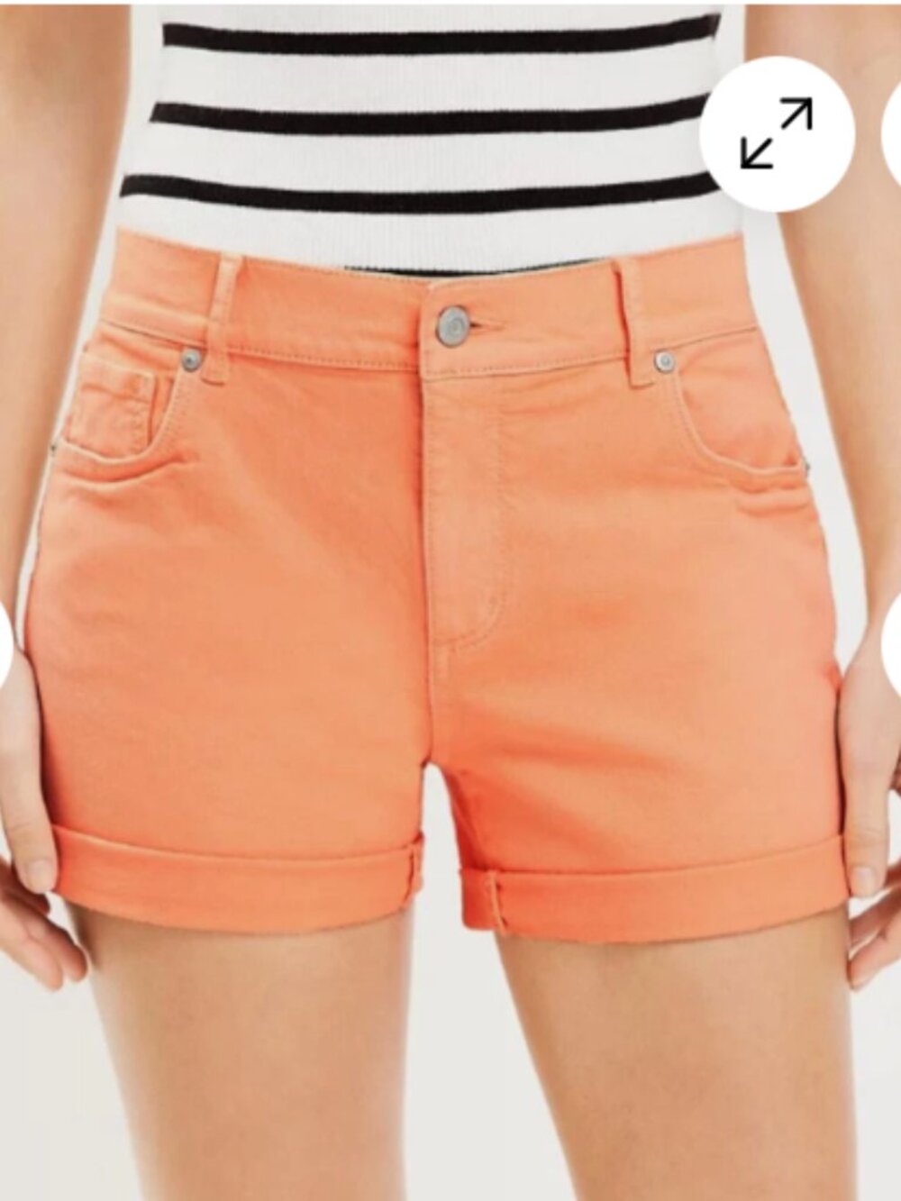 LOFT Mid Rise Denim Roll Shorts in Melon Ice Size 28 NWT